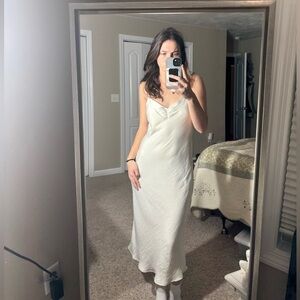 Z supply cream silk slip dress with adjustable straps